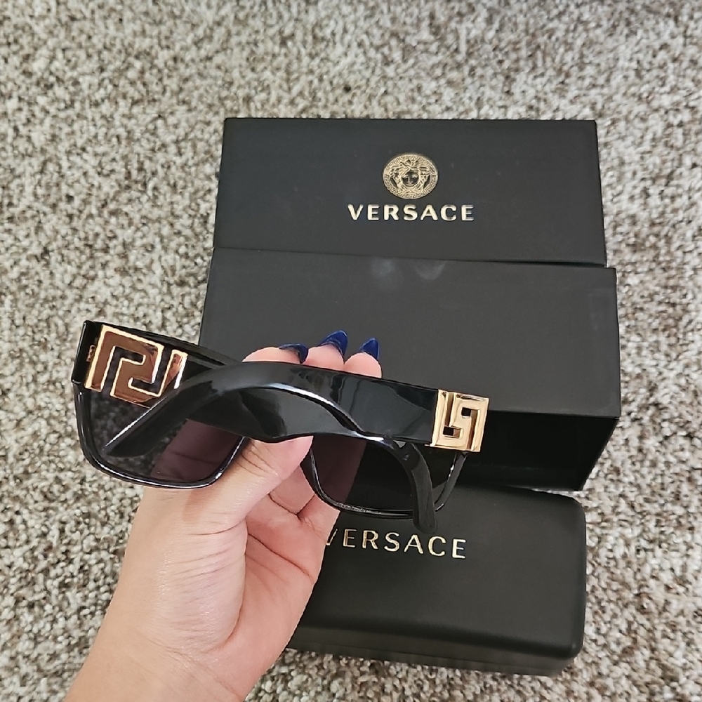 Versace Sunglasses with Black Frame and Gold Detailing